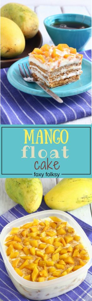 Mango float could be the easiest delicious no-bake dessert you will ever make. Only needs 4 ingredients too! Try it now! | www.foxyfolksy.com