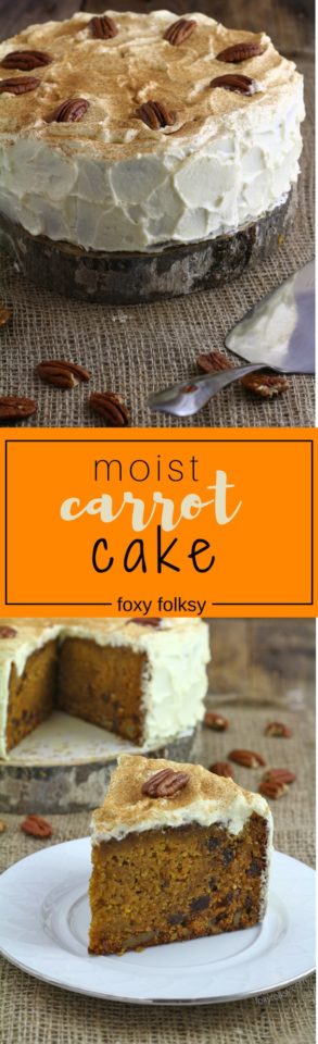 Try this simple recipe for a deliciously moist, nutty and spiced carrot cake. | www.foxyfolksy.com