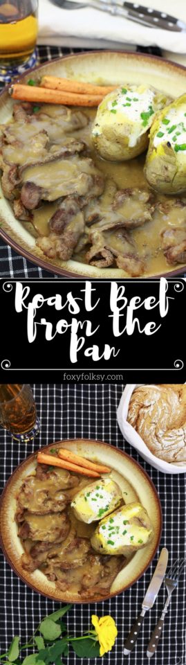 No oven? No problem. This Pan-roasted beef is cooked in a skillet! |www.foxyfolksy.com