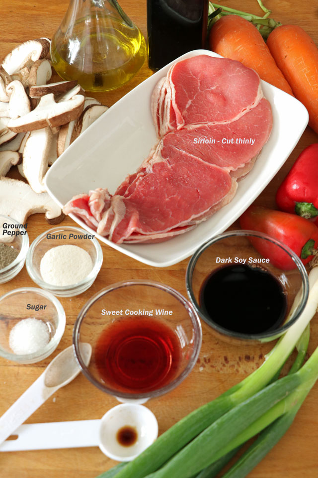 Ingredients for Beef Teppanyaki 