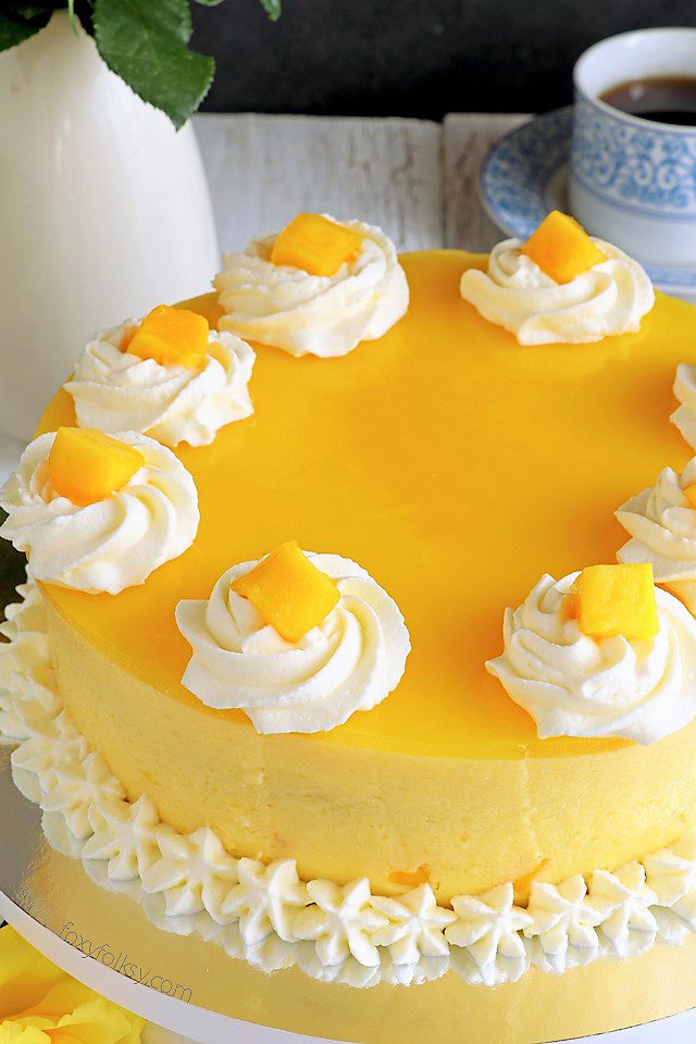 Delicious Mango Cake with Mirror Top - Foxy Folksy