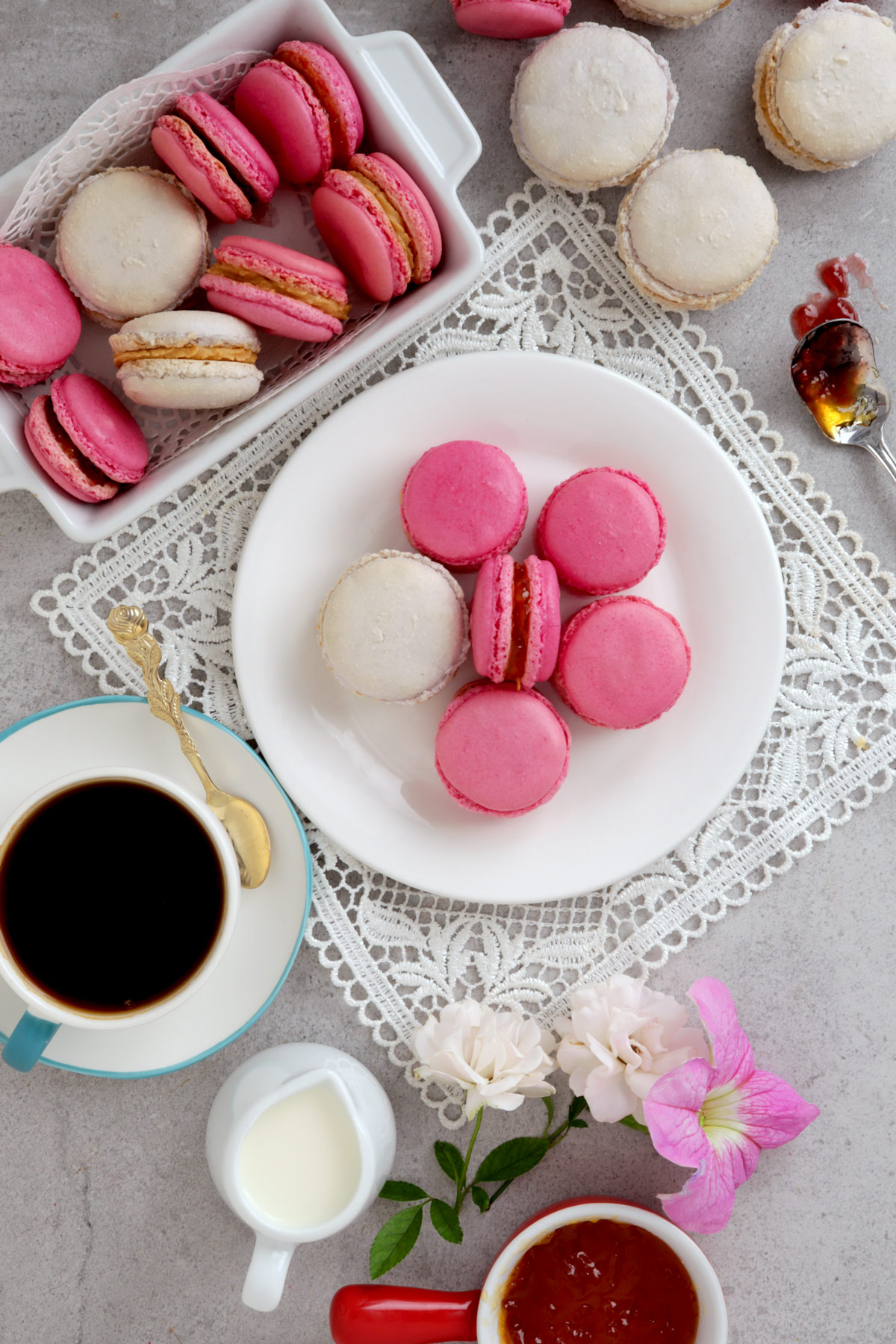 This french macaron recipe is less sweet than the usual and easier to make. With tips for those who would like to try making French Macarons for the first time. | www.foxyfolksy.com