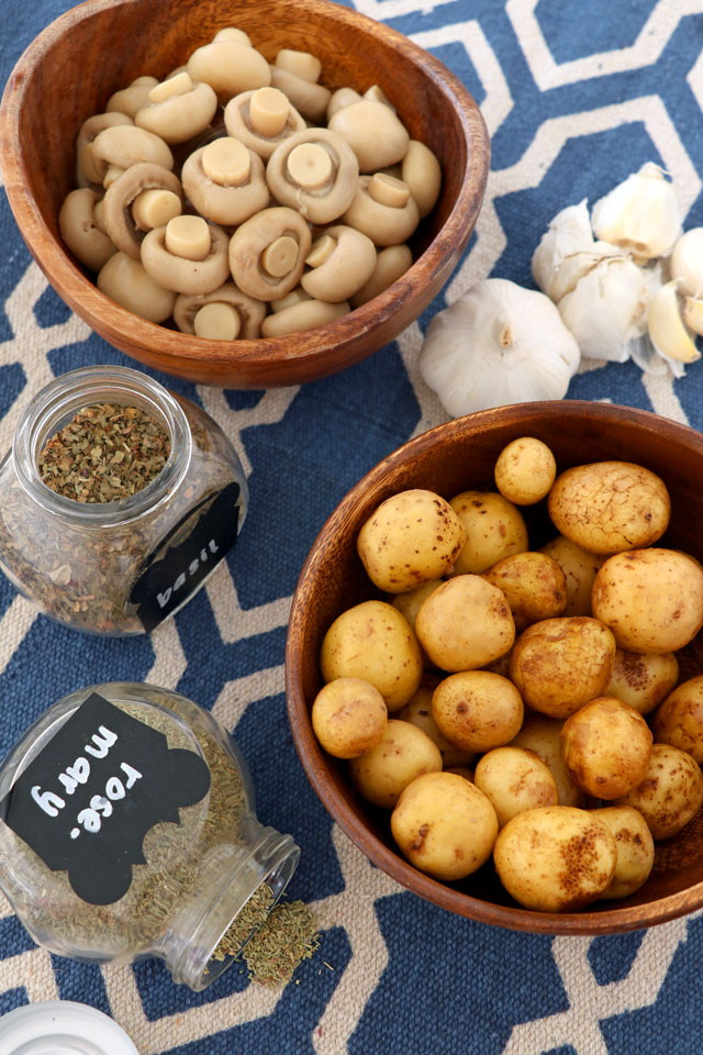 Ingredients for Garlic Mushroom and Baby Potatoes