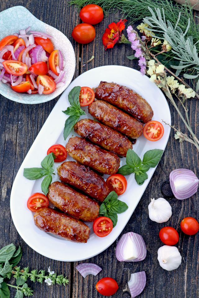 Cooked sweet longganisa on a plate