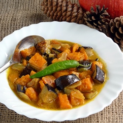 Squash and Eggplant in Coconut Milk