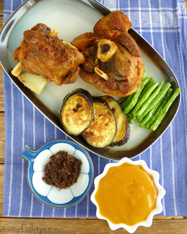 Kare-kare is a popular Filipino dish served at special occasions. Try this crispy Kare-kare recipe that uses pork shank or 'pata' instead of the traditional oxtail and tripe. | www.foxyfolksy.com