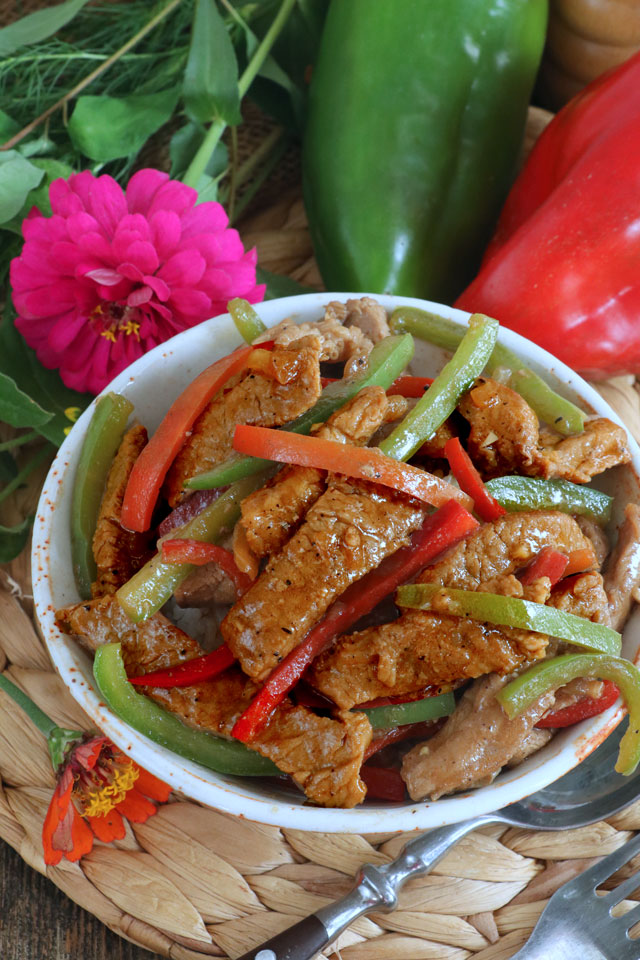 Pepper Steak served with Rice.