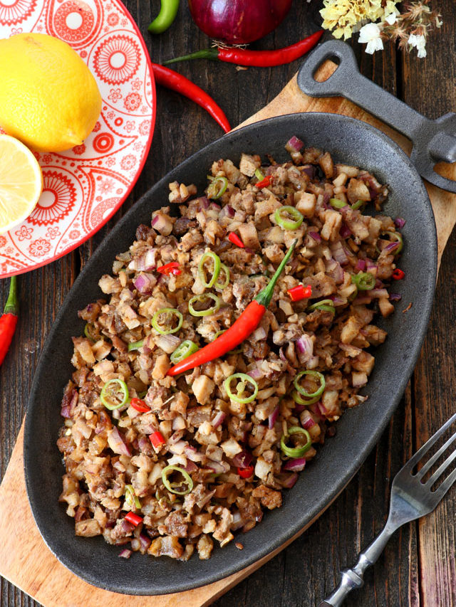 Pork Sisig served on a sizzling plate