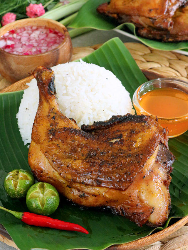 Chicken Inasal freshly grilled with rice and chicken annatto oil sauce