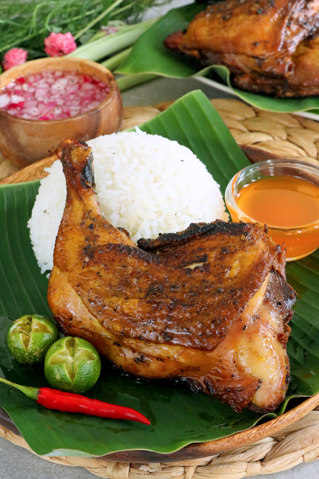 Chicken Inasal freshly grilled with rice and chicken annatto oil sauce