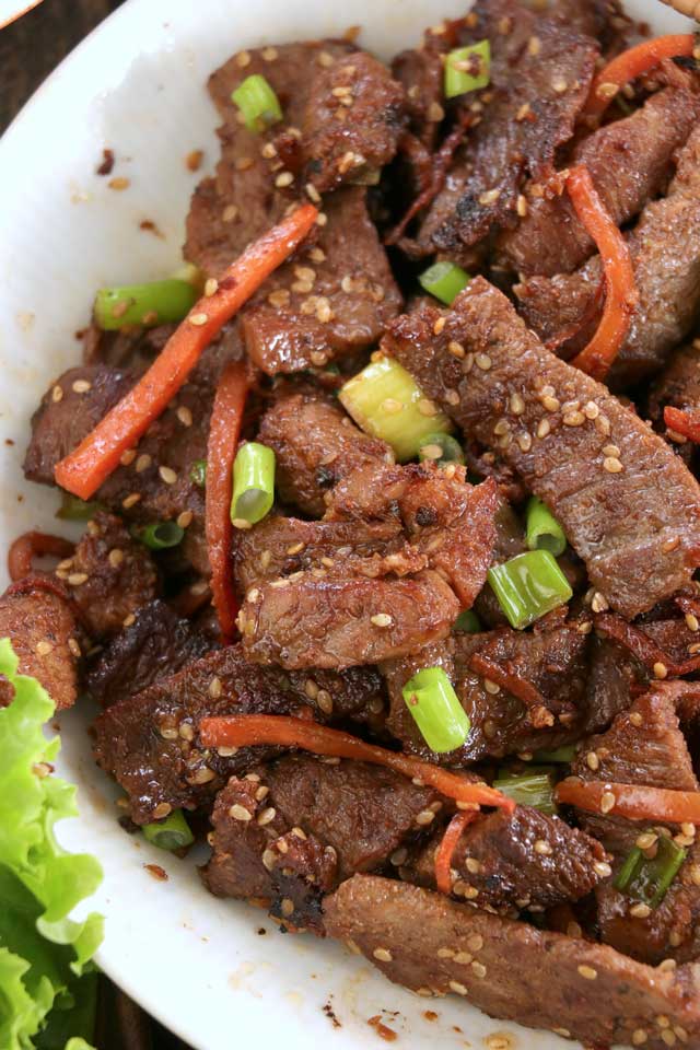 Beef Bulgogi with carrots and green onions