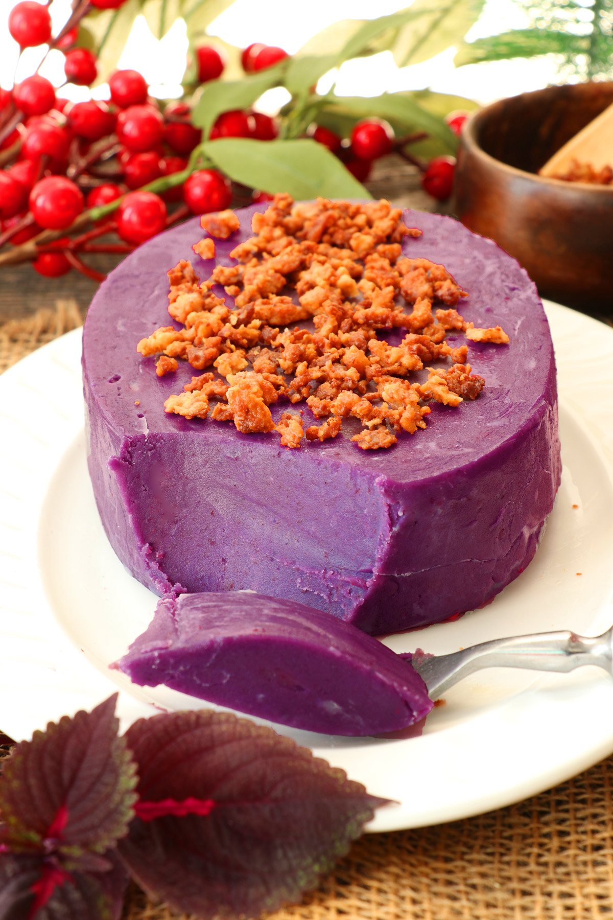 Purple Yam or Ube Jam with Coconut Curds toppings.