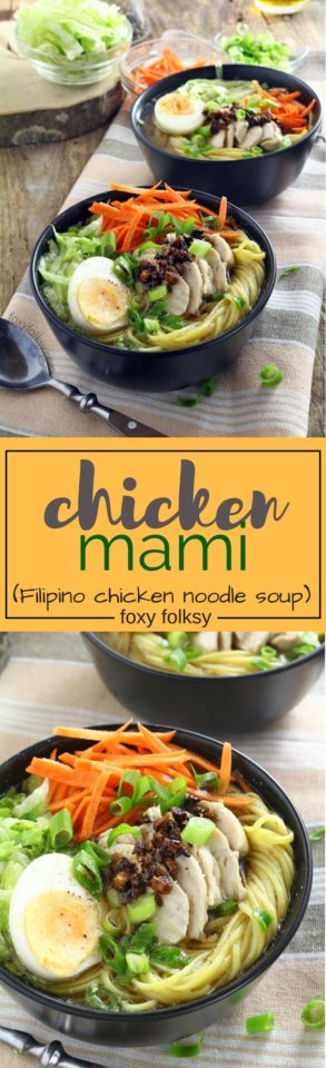 Try this Filipino Chicken Mami recipe, a delicious chicken noodle soup perfect to warm you this cold season and to help keep the colds away. | www.foxyfolksy.com