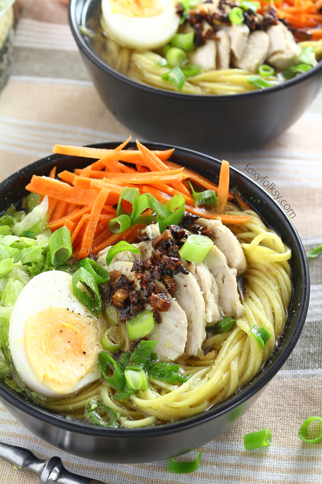 Try this Filipino Chicken Mami recipe, a delicious chicken noodle soup perfect to warm you this cold season and to help keep the colds away. | www.foxyfolksy.com