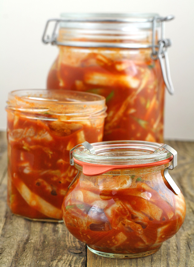 Kimchi in jars