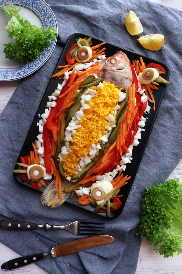 Level up your simple steamed fish into this colorful and tasty Steamed fish with Mayonnaise recipe! | www.foxyfolksy.com