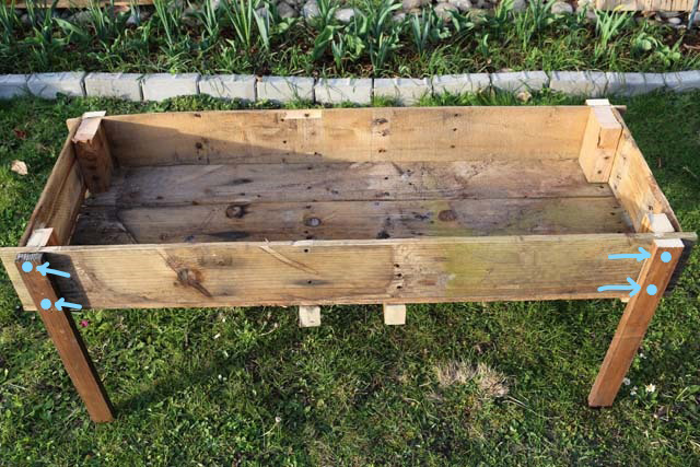 Easy DIY Elevated Planter Box from Pallet. | www.foxyfolksy.com