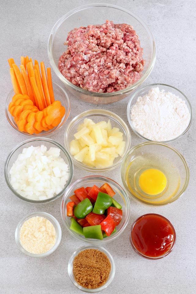 Ingredients for Sweet and Sour Meatballs