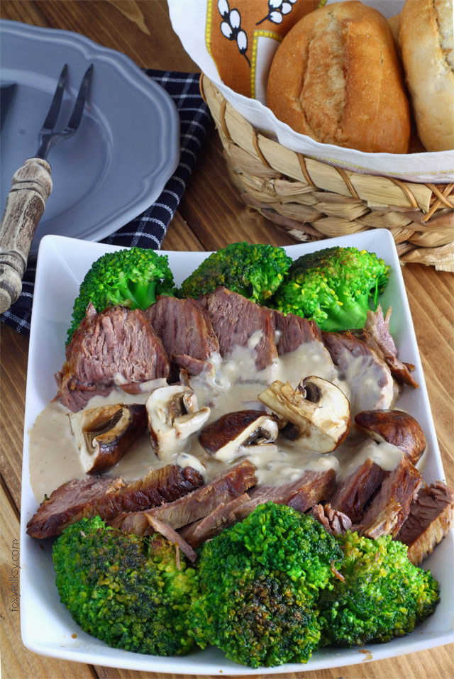 Pot roast beef with creamy mushroom sauce. Try the Filipino style roast beef! | www.foxyfolksy.com