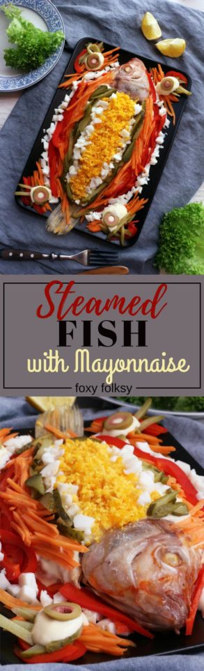 Level up your simple steamed fish into this colorful and tasty Steamed fish with Mayonnaise recipe! | www.foxyfolksy.com