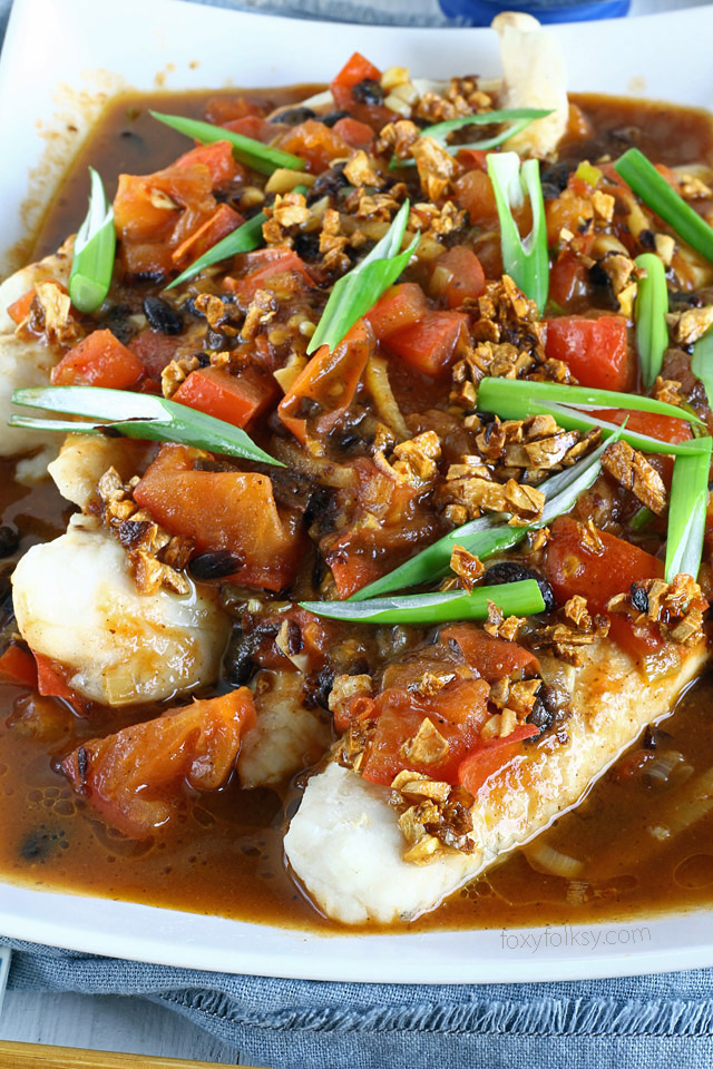 Ty this savory recipe of steamed fish with black bean sauce or Tausi. | www.foxyfolksy.com