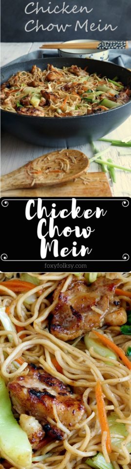 Try this all-in-one dish, Chicken Chow Mein! Deliciously flavorful and so easy to make! | www.foxyfolksy.com