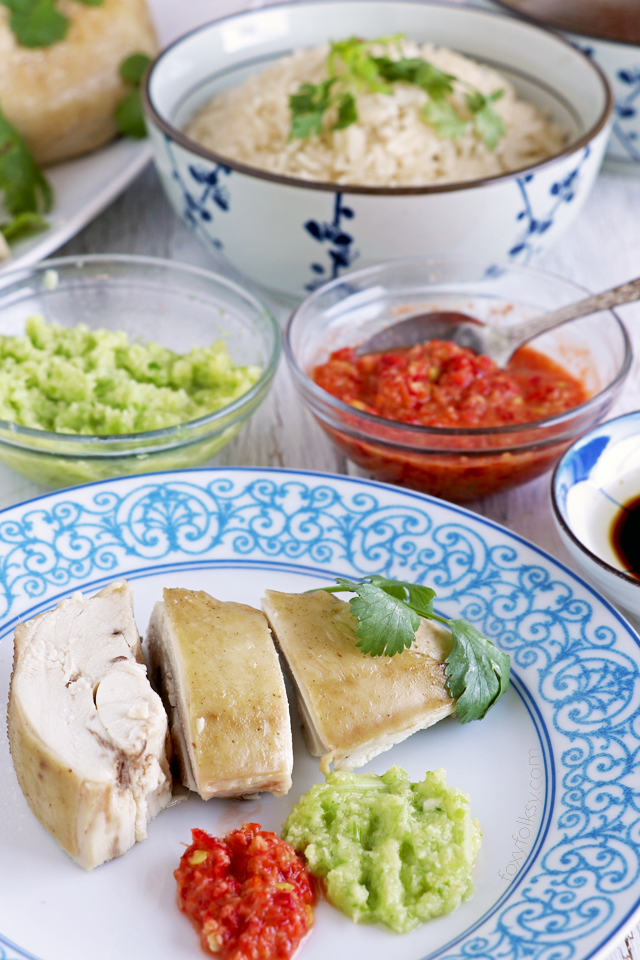 Get this Hainanese Chicken Rice recipe with 3 dipping sauces! A 3-in-one dish that you will surely love! | www.foxyfolksy.com