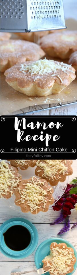 Mamon is a Filipino mini chiffon cake that is a popular afternoon snack. Get this simple and easy recipe for that light, airy and fluffiest Mamon ever! | www.foxyfolksy.com