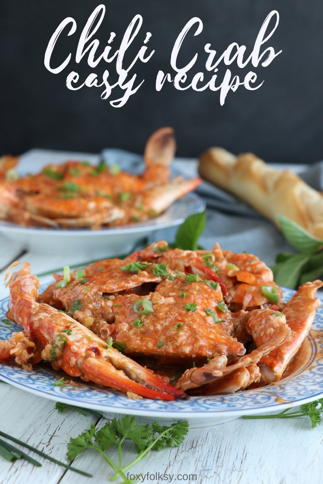 Get this easy and simple recipe for Chili Crab that has the perfect blend of sweet and spicy! | www.foxyfolksy.com