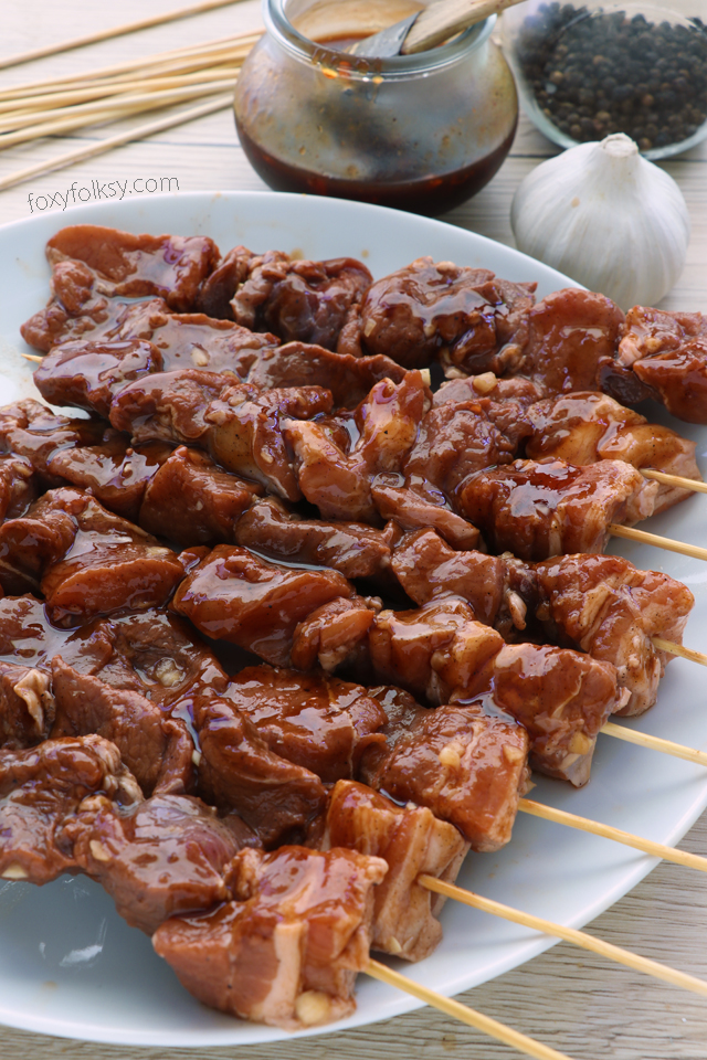 Try this Filipino BBQ on Skewers. A perfect combination of sweet, salty, and sticky! | www.foxyfolksy.com