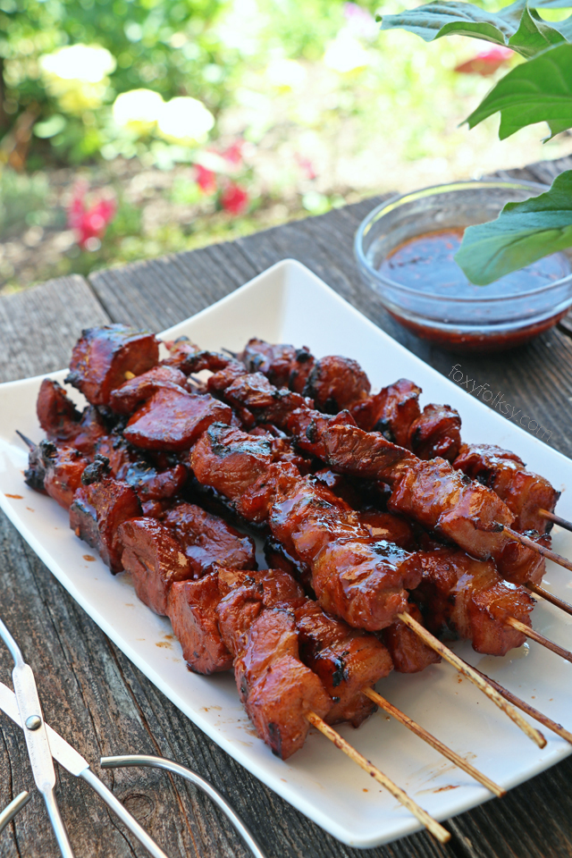 Try this Filipino BBQ on Skewers. A perfect combination of sweet, salty, and sticky! | www.foxyfolksy.com