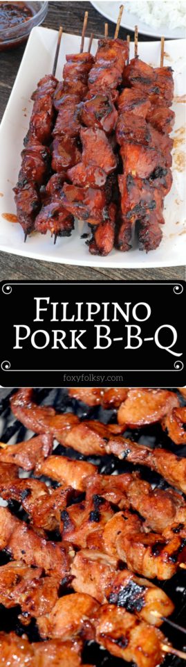 Try this Filipino BBQ on Skewers. A perfect combination of sweet, salty, and sticky! | www.foxyfolksy.com