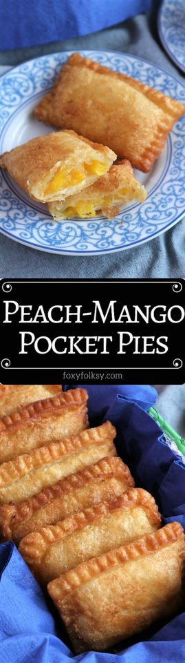 Try this easy recipe for these yummy Peach Mango Pocket Pies! | www.foxyfolksy.com