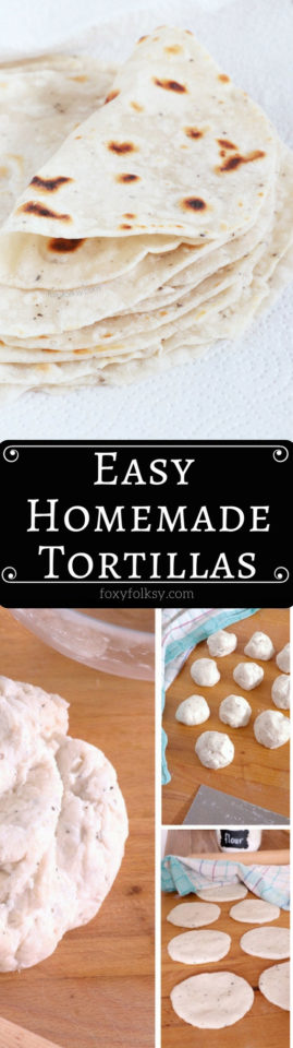 Homemade Flour Tortillas are so simple and easy to make and really handy to have at home to use in various other recipes like tacos, fajitas, burritos and other wraps. | www.foxyfolksy.com