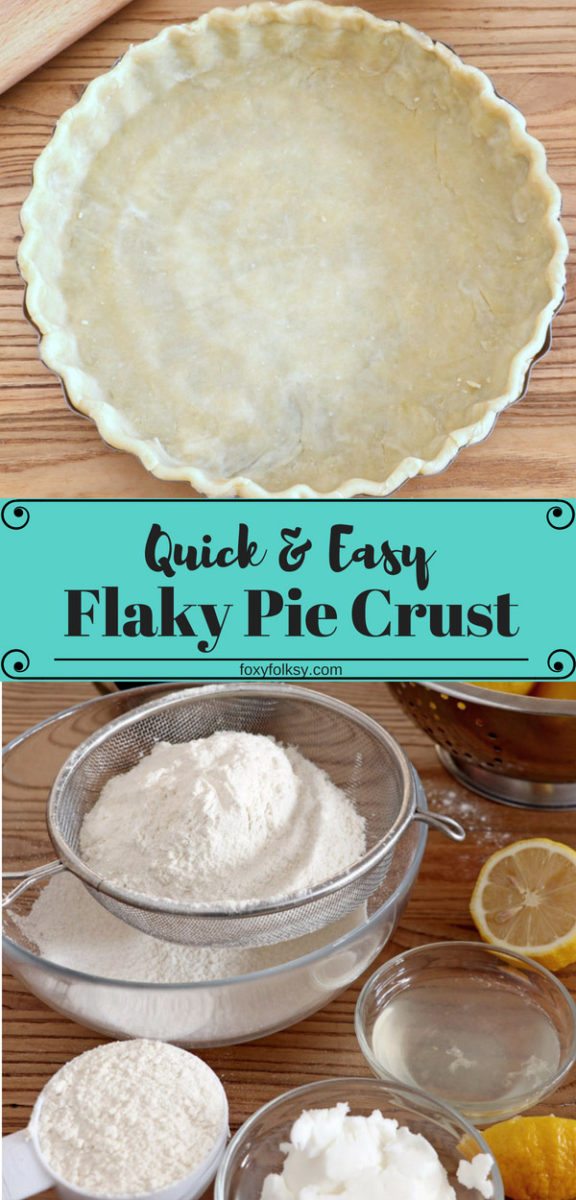 Quick and Easy Flaky Pie Pastry Recipe perfect for meat pies, fruit pies and quiche. | www.foxyfolksy.com #pie #crust #baking
