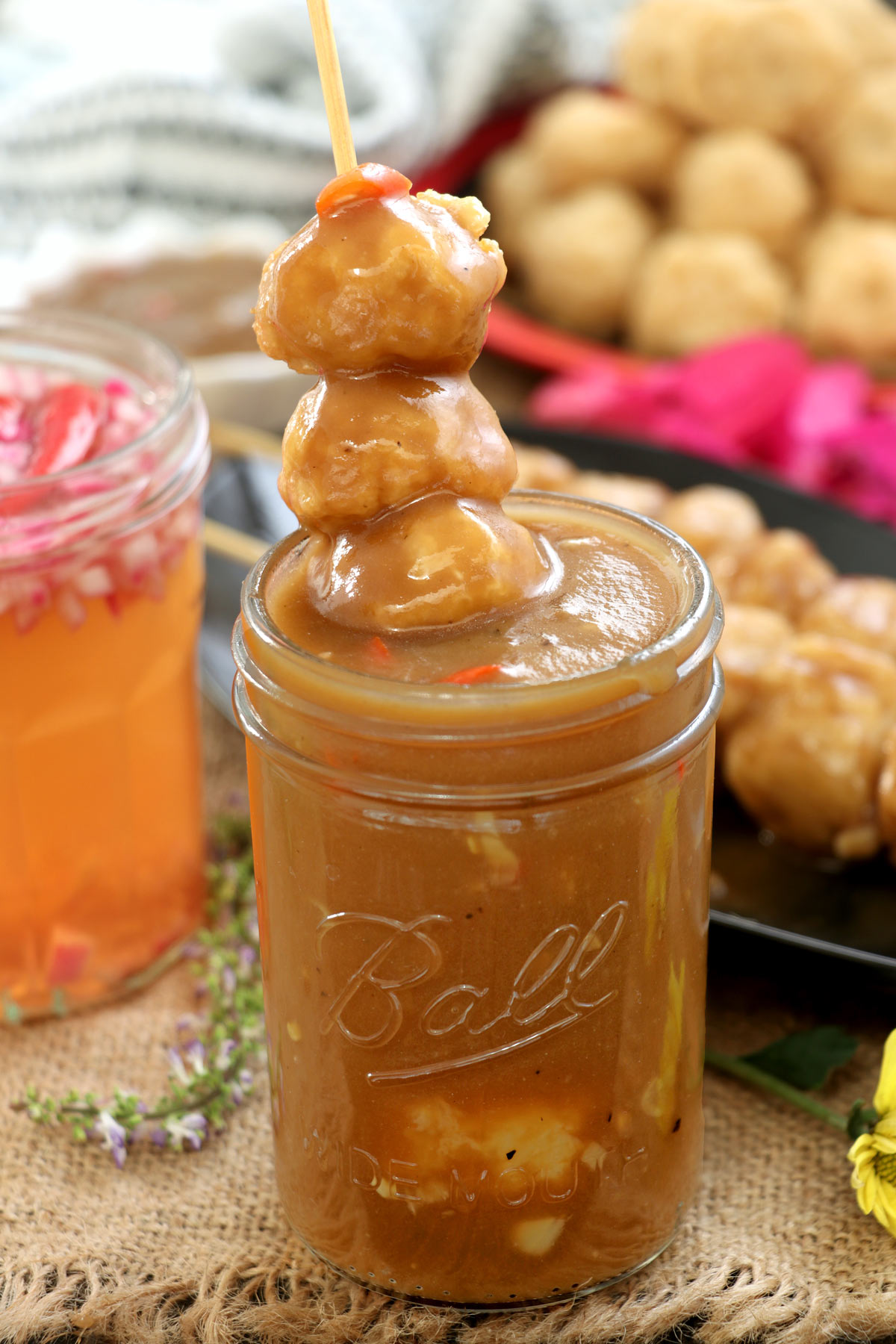 Sweet and spicy Fishball sauce in a jar.