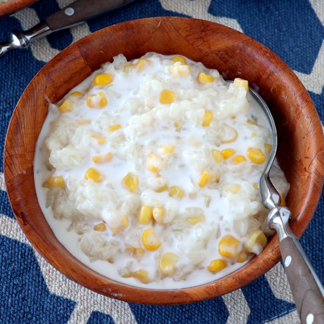 Ginataang Mais (Coconut Milk Rice Pudding with Corn) - Foxy Folksy