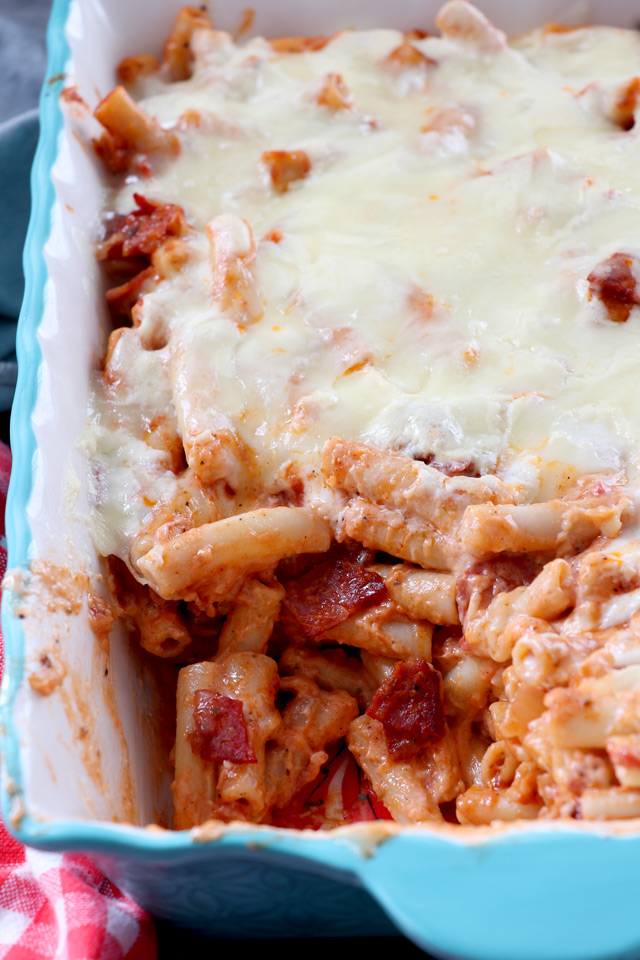 Easy Baked Ziti with White Sauce - Foxy Folksy