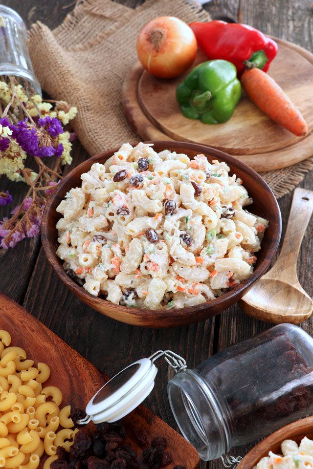 Easy Chicken Macaroni Salad - Foxy Folksy