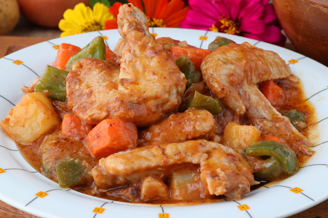 Chicken Afritada served on a plate.