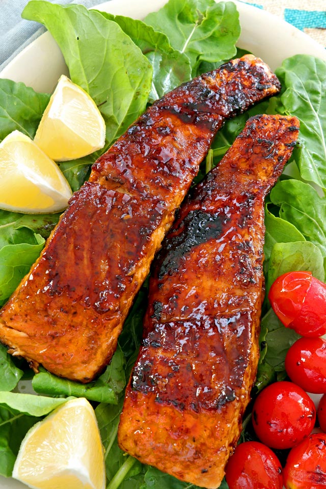 Crispy pan fried Honey Glazed Salmon with soy sauce