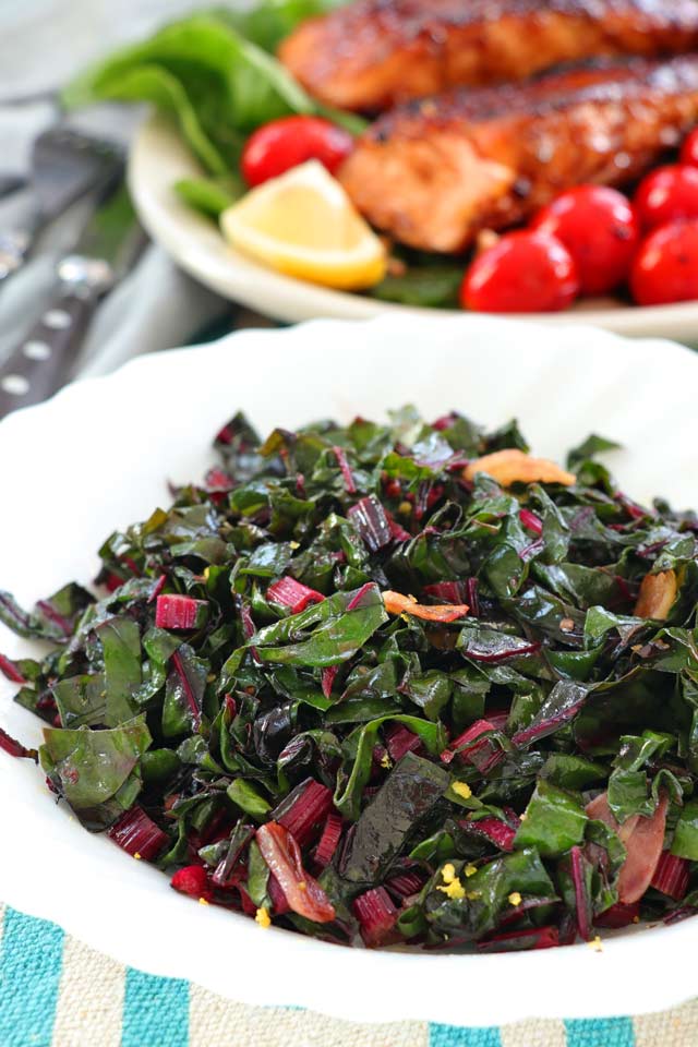 Sauteed Swiss Chard served with Salmon