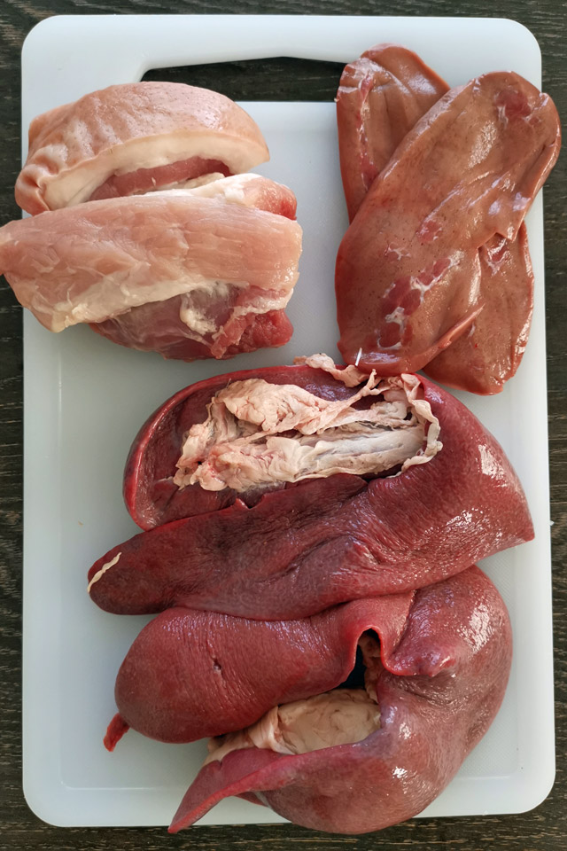 Lean pork, kidney and spleen