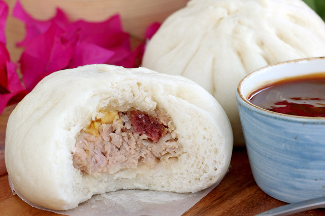 Siopao Bola-Bola with salted egg and Chinese sausage