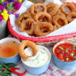 Calamares or fried squid rings with 3 dipping sauce.
