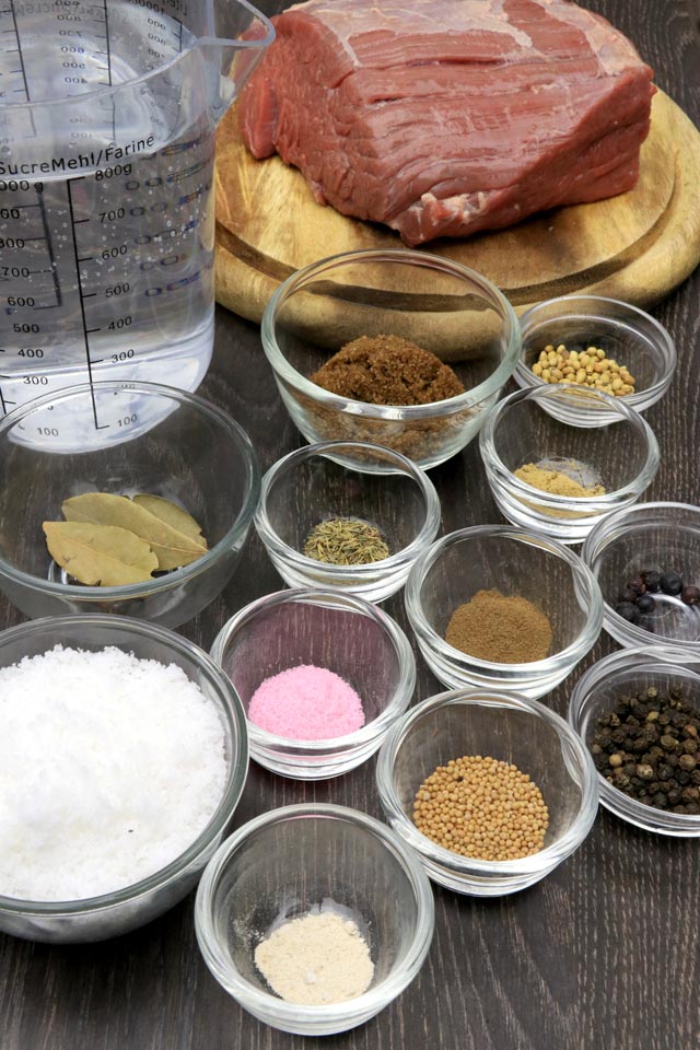 Ingredients for curing beef