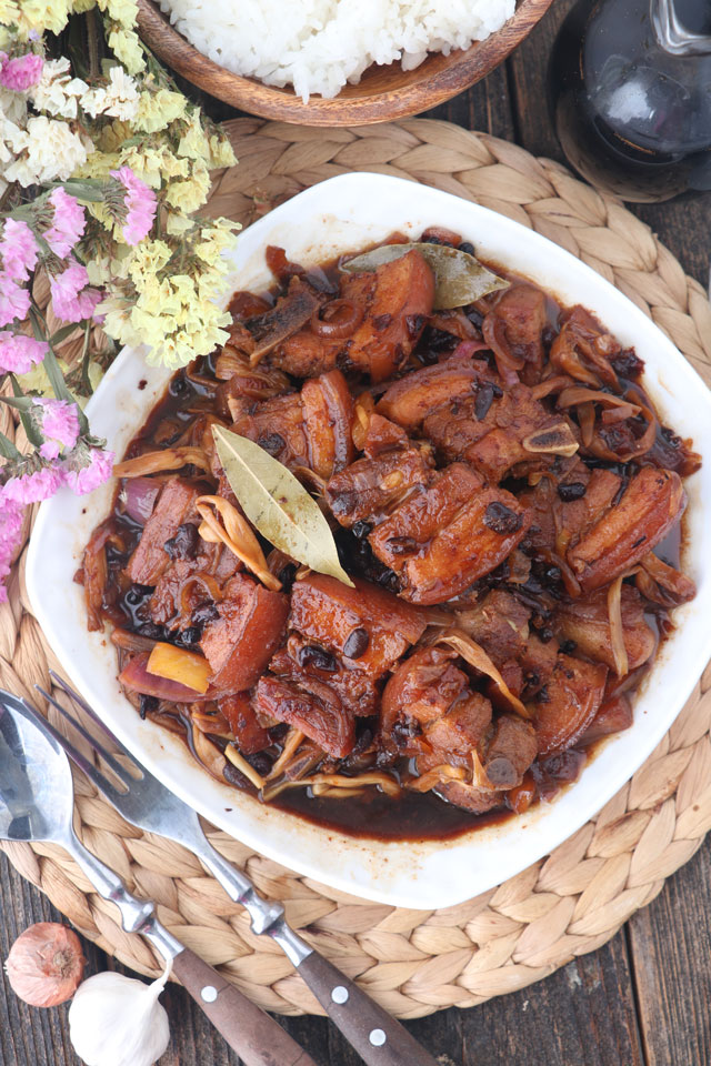 Braised pork belly in sweet-savory soy-vinegar sauce.