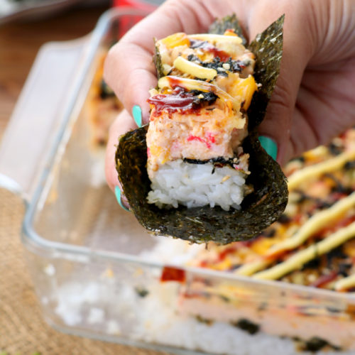 baked sushi served in nori wrap