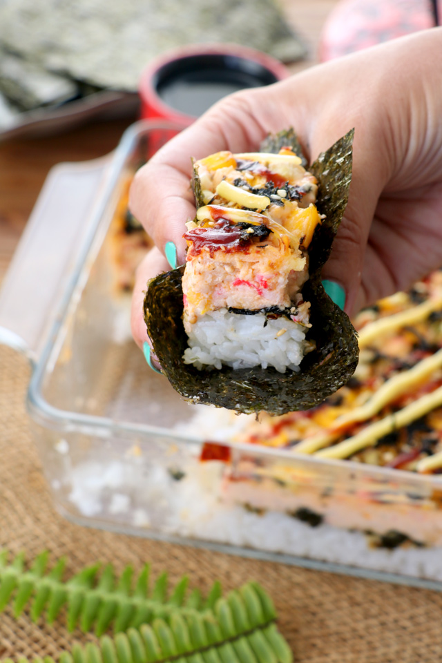 baked sushi served in nori wrap