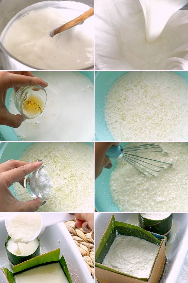 Steb by step photos in making white cheese
